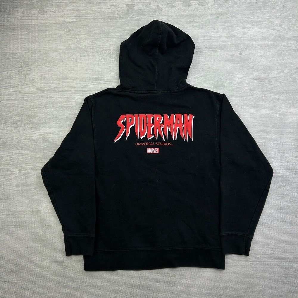 Vintage Y2K Spiderman Sweatshirt Adult Small Black Embroidered Universal Studios - Picture 4 of 6